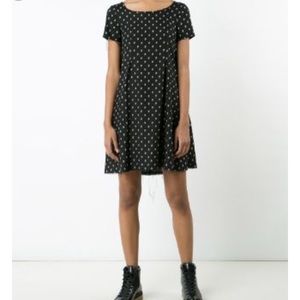 R13 black silk skulls babydoll dress XS